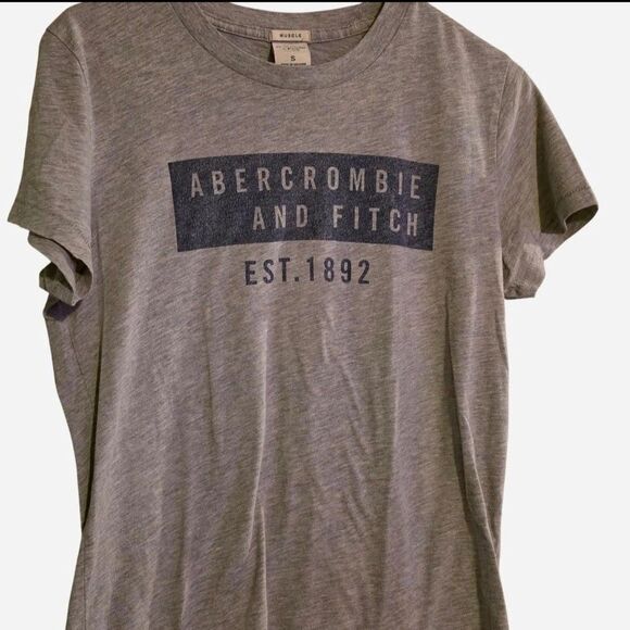 Abercrombie & Fitch Men’s Small Muscle Shirt Navy Blue Spell Out Vintage Y2K Tee - Picture 1 of 3